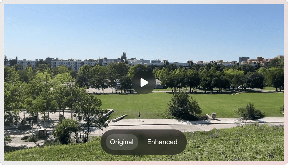 Audio player showing Original and Enhanced toggle